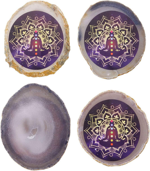 Natural Chakra Agate Display Yoga Meditation Prints Healing Crystal Gemstone Decorative Agate Stone Slice Ornament for Home Office Decor #1