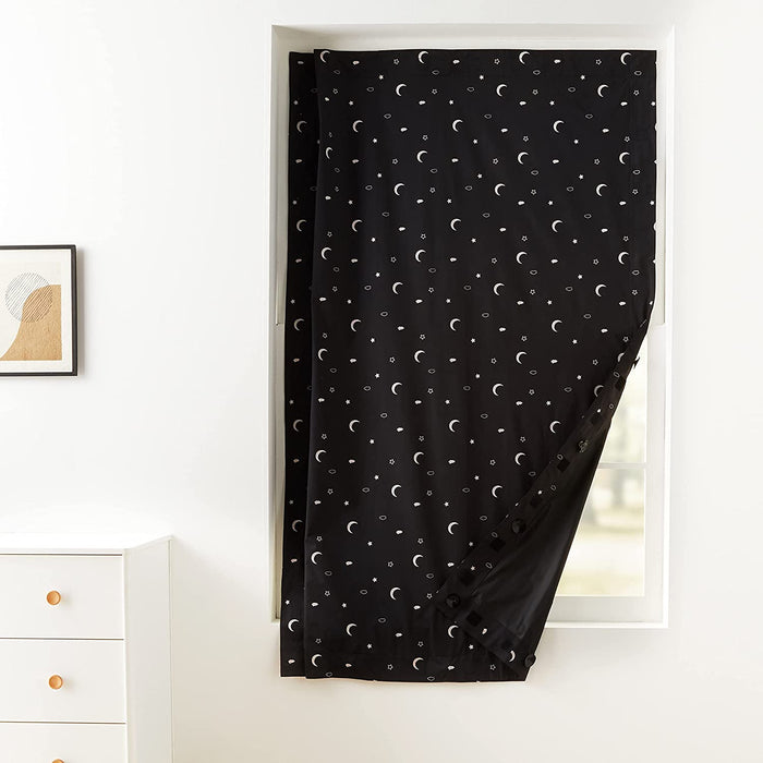 Portable Window Blackout Curtain Shade with Suction Cups for Travel, Kids, and Baby Nursery - 50" X 78", Moon & Stars - 1-Pack