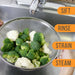 3 Piece Colander Set-Stainless Steel Wired Mesh Strainer Baskets with Wide Handles-11"-5 Quart, 9.5"
