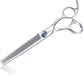 7.5" 56-Tooth Blending Dogs Grooming Scissors Cats Thinning Shears Pets Blender Thinner Trimming Texturizing Kit with Offset Handle Blue Jewelled Screw (7.5 Inch)