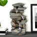 Rockery Tabletop Fountain - 16 H”5-Tier Resin Crafted Stacked Rockery Waterfall Fountain with Light&Cascading Water Stream for Indoor Outdoor, Relaxation Water Feature with Submersible Pump