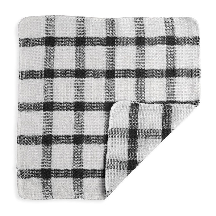 Set of 24 Kitchen Towels Dish Cloths Soft Navy Checkered Pattern 100% Cotton 12X12"