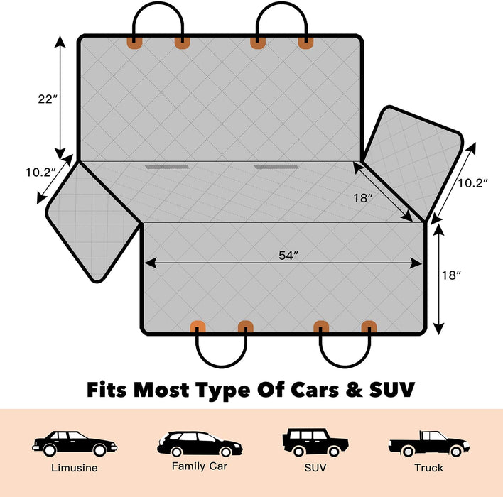 Upgraded Dog Car Seat Cover Pet Seat Covers for Back Seat, Scratch Proof & Nonslip Backing & Hammock, 600D Heavy Duty Dog Seat Cover for Cars, Trucks and Suvs