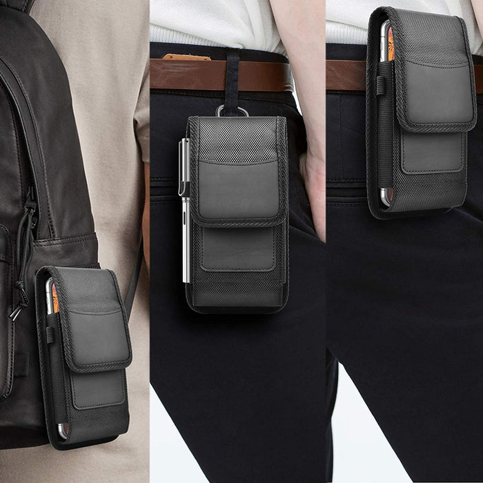 Cell Phone Holster for Samsung Galaxy S22 Ultra S21 S20+ S10 S9 Note 20 A01 A11 A21 A51 A71 A02S A12 A32 A42 A52 A13 Iphone 13 14 Pro Max 12 11 XR 7 8+ Nylon Belt Clip Holster Phone Holder Pouch