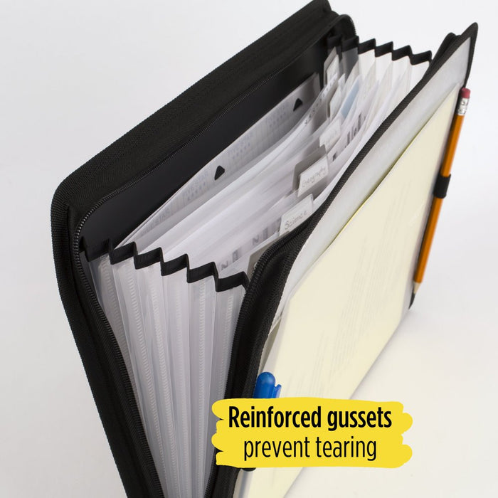 Five Star 7-Pocket Expanding File with Reminder Tabs, Black (35294)