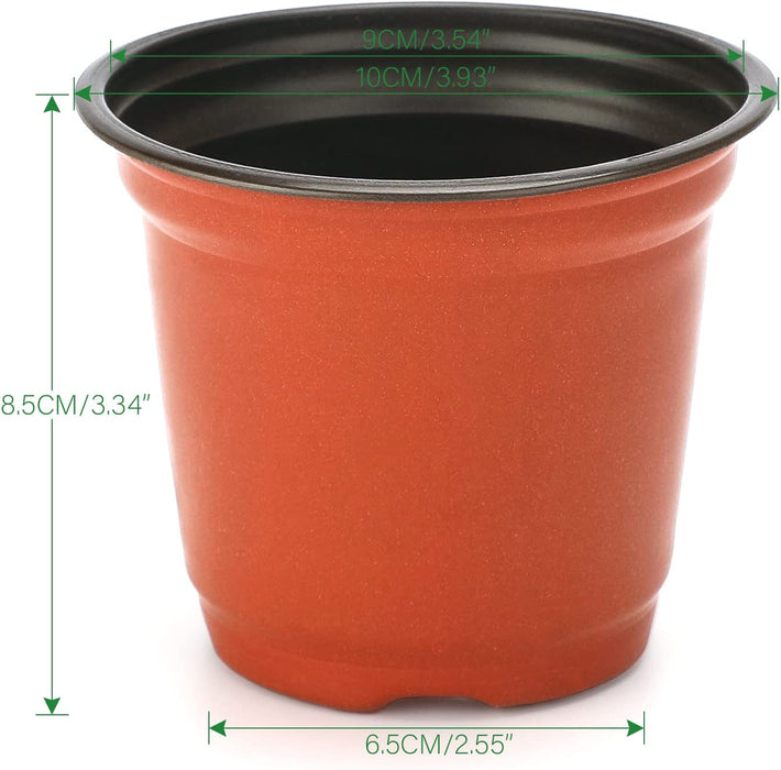 100 Pcs 4" Plastic Plants Nursery Pot/Pots Seedlings Flower Plant Container Seed Starting Pots