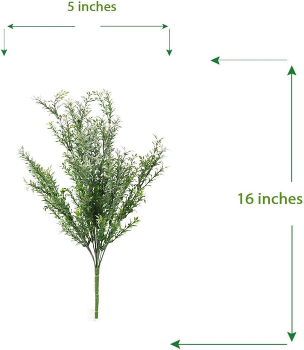 Unpotted Artificial Bush Plant Set of 2 Frosted Green Tea-Leaf Bush Stems (16”X5”) for Office Home Decor Indoor and Outdoor Faux Bush Tea Leaves Spray – New