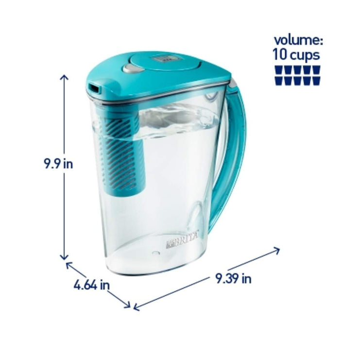 Large Water Filter Pitcher for Tap and Drinking Water with 1 Stream Filter, Lasts 2 Months, 10-Cup Capacity, BPA Free, Lake Blue