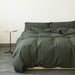 Dark Green Duvet Cover Soft Washed Cotton Bedding Collection for Adults Queen Bed Quilt Cover Solid Color Simple Bedroom Set Breathable and Comfortable