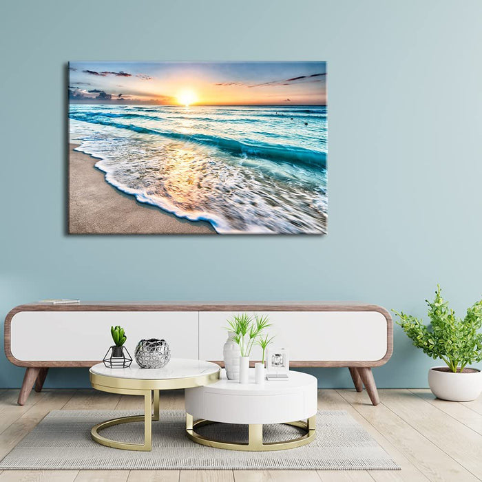 Art Sea Waves Large Canvas Prints Wall Art Ocean Beach Frameless Pictures Paintings for Living Room Bedroom Home Decorations
