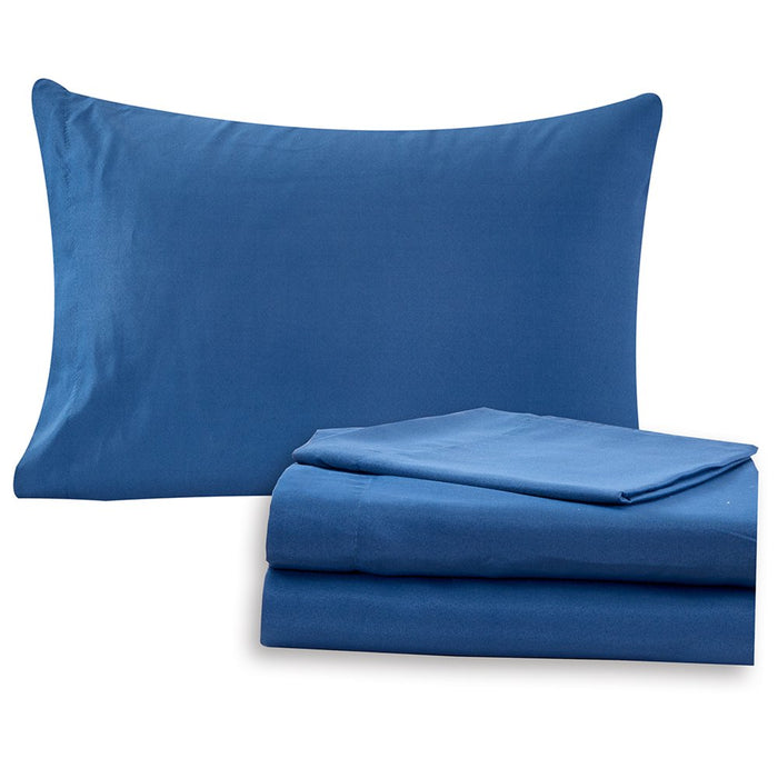 Modern Threads 8 Piece Reversible Bed in a Bag, Deep Blue Damask, Granada, Queen