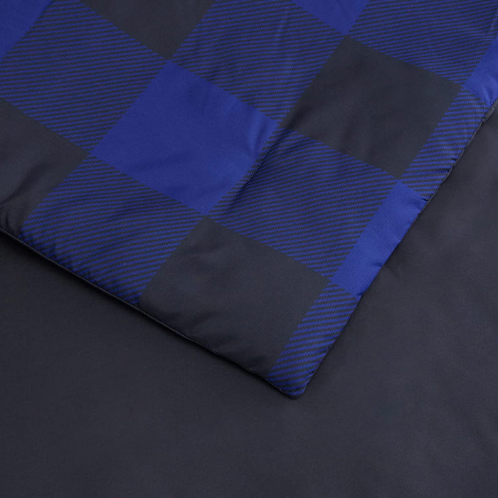 7-Piece Lightweight Microfiber Bed-In-A-Bag Comforter Bedding Set - Full/Queen, Black and Blue Buffalo Plaid