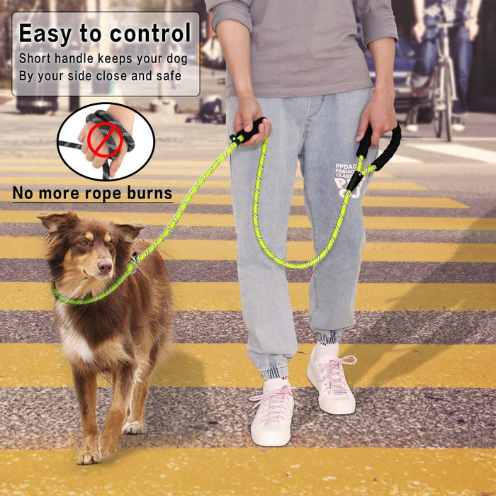 Slip Lead Dog Leash, Anti-Choking with Traffic Padded Two Handles, Reflective Strong Sturdy Heavy Duty Rope Leash, 6FT Dog Training Leash for Medium Large Dogs(6' Green)