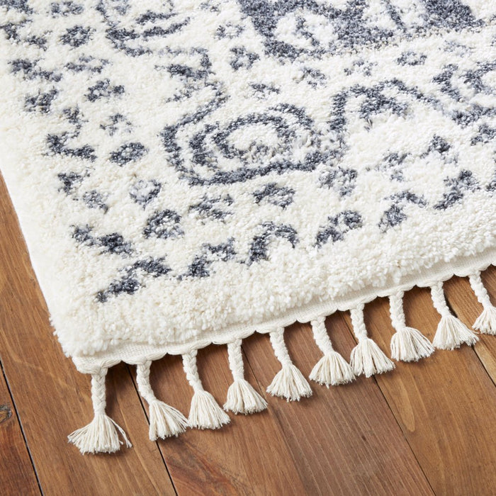 Wanda June Home Persian Shag with Fringe Area Rug, Blue/Ivory, 5'2" X 7'2" by Miranda Lambert