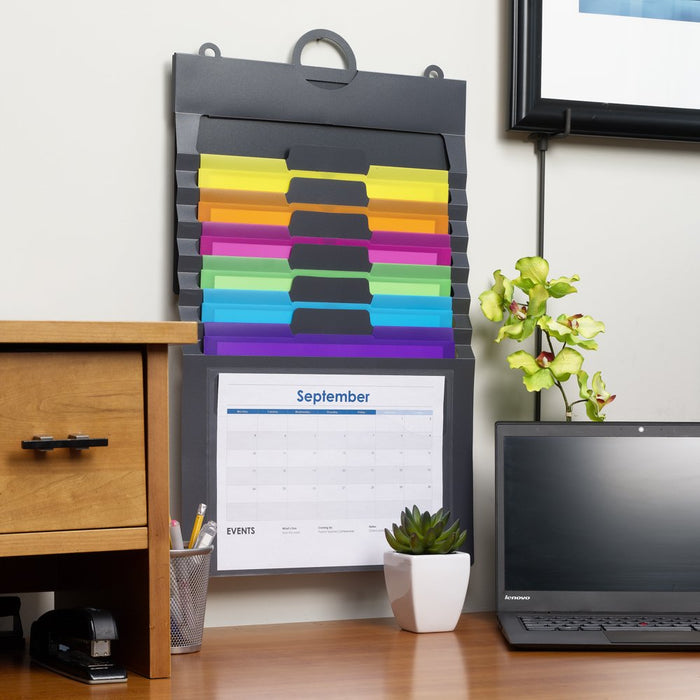 Cascading Wall Organizer, 6 Pockets, Letter Size, Gray/Bright (92060)