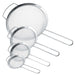 Set of 4 Fine Mesh Stainless Steel Strainers with Wide Ear Design, 3", 4", 5.5", 8"