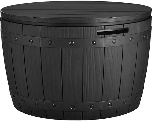 33 Gallon round Deck Box, Outdoor Storage Box for Patio Furniture,Patio Table for Cushion, Pool Accessories, Outdoor Toys, Waterproof Resin & Easy Assembly & Lightweight, Black