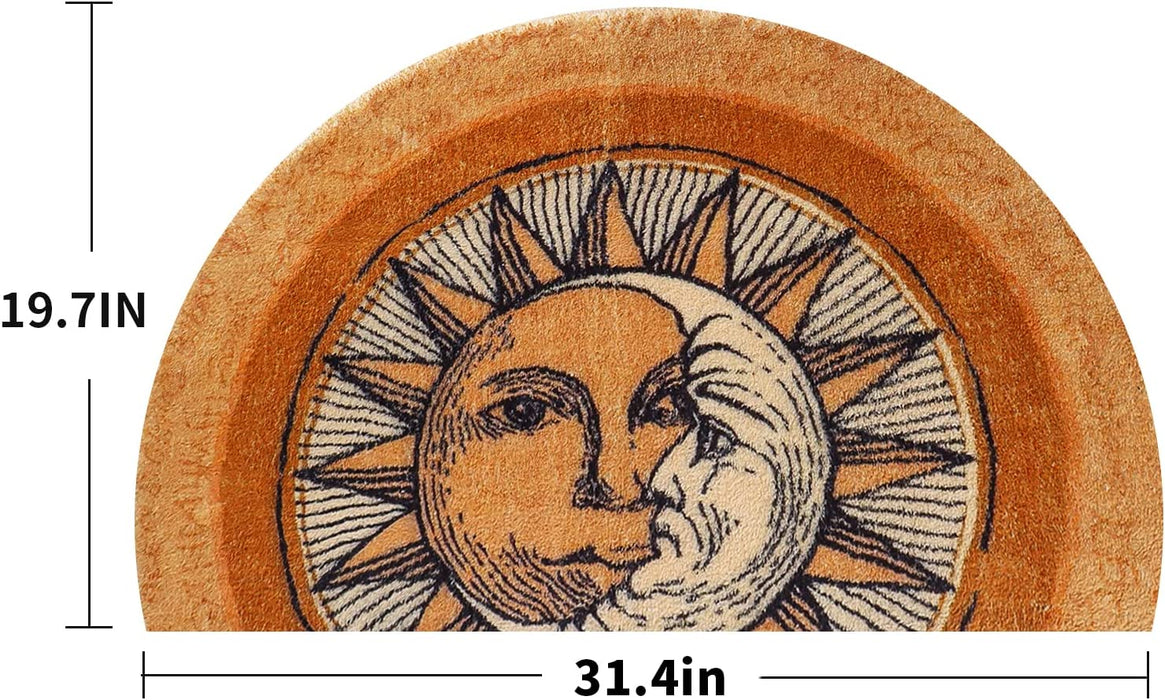 Creative Semi-Circular Area Carpet Anti-Slip Super Absorbent Carpet,Sun and Moon Mat,Shaggy Throw Rug for Living Room Bedroom Bathroom Home Decor