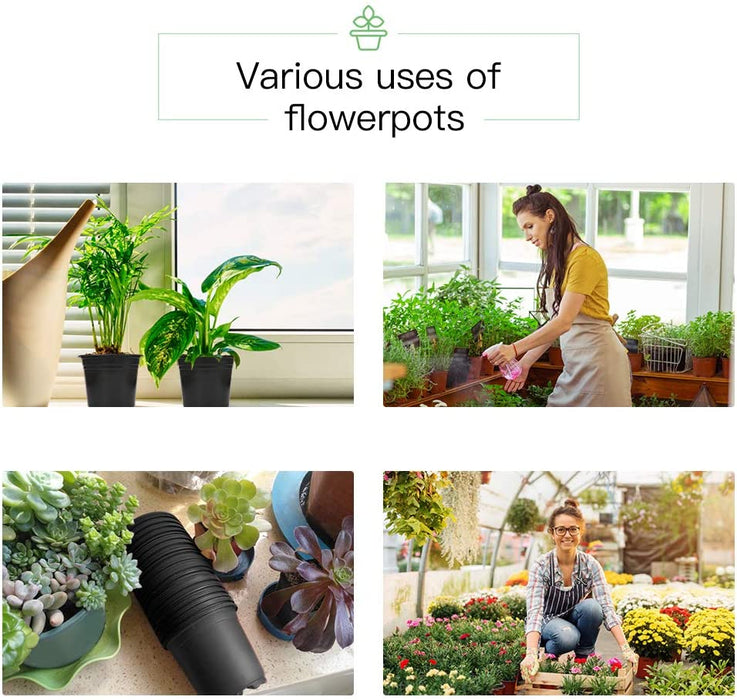 100-Pack 0.5 Gallon Plant Nursery Pots, Plastic Pots for Flower Seedling, Flower Plant Container Seed Starting Pot, Come with 100 Pcs Plant Labels