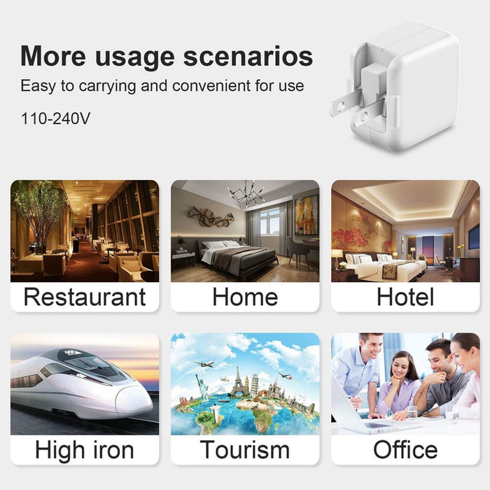 Ipad Charger Iphone Charger-Apple Mfi Certified-12W USB Wall Charger Foldable Portable Travel Plug with USB Charging Cable Compatible with Iphone, Ipad, Ipad Mini, Ipad Air 1/2/3, Airpod
