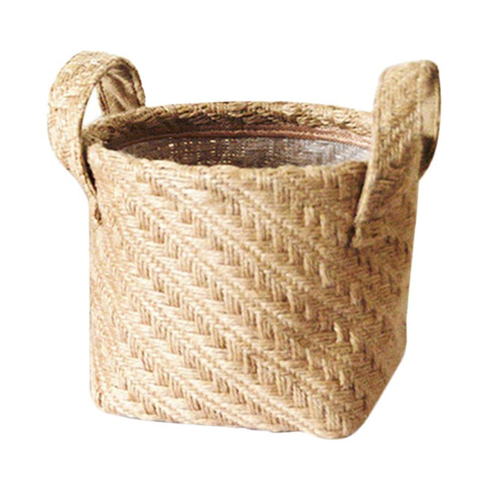 Household DIY Handmade Woven Storage Baskets Flower Pot Jute Cloth Sundries Holder Underwear Toy Container Storage Basket