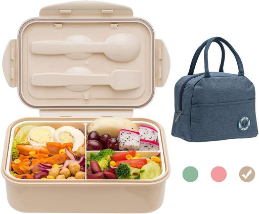 Bento Boxes for Adults, 1100 ML Bento Lunch Box for Kids Childrens with Utensils, Insulated Lunch Bag, Durable for On-The-Go Meal, Bpa-Free and Food-Safe Materials(Green with Bag)