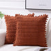 2 Packs Rust Decorative Throw Pillow Covers 18X18 Inch with Pom-Poms for Couch Bed Living Room, Farmhouse Boho Home Decor, Terracotta Soft Corduroy Cute Square Cushion Case 45X45 Cm