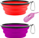 Collapsible Dog Bowls, Portable Travel Dog Bowls, Expandable for Cat Dog Water Bowls Food Feeding, 2 Pack Silicone Pet Bowls with Waste Bag Dispenser
