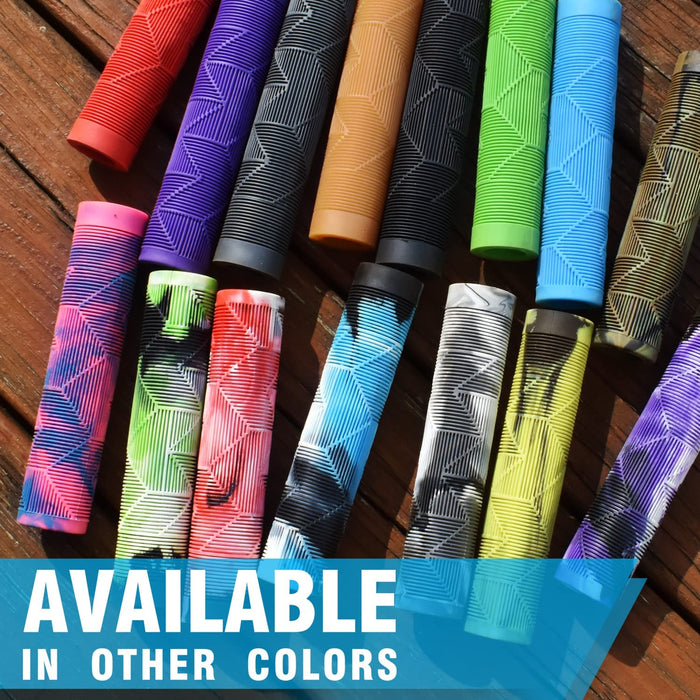 MTB BMX Scooter Grips - Handlebar Bicycle Grips for Flat Straight Bars like BMX, MTB, Scooter; Rubber Non-Slip Grip to Match Any Bike or Scooter