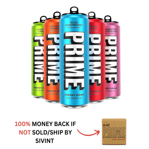 New! Prime Hydration Energy Drink Variety Pack (All Flavors) - 12 Fl Oz 5 Pack Packaged by Sivint