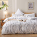 3Pcs White Comforter Set, Soft Microfiber Bedding Plant Flowers Printed Comforter with 2 Pillow Cases for All Seasons(Queen)