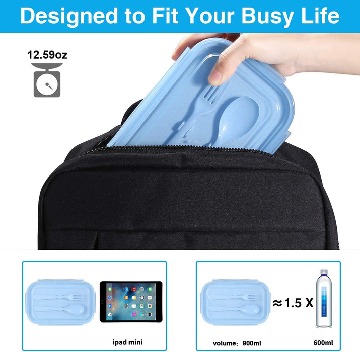 Bento Box for Kids Lunch Containers with 4 Compartments Kids Bento Lunch Box Microwave/Freezer/Dishwasher Safe (Flatware Included,Light Blue)