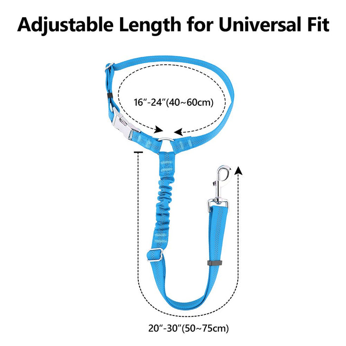 Dog Seat Belt for Car Headrest, Reflective and Adjustable with Bungee for Small Medium Large Dogs and Cats, Blue