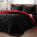 Lightweight Solid Comforter Set (King) with 2 Pillow Shams - 3-Piece Set - Red and Black - down Alternative Reversible Comforter