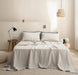 Simple&Opulence 100% Linen Sheet Set Solid Color-4 Pcs Washed French Linen Bed Sheets(1 Flat Sheet,1 Fitted Sheet,2 Pillowcases)-Breathable Bedding Set (Linen, Queen)