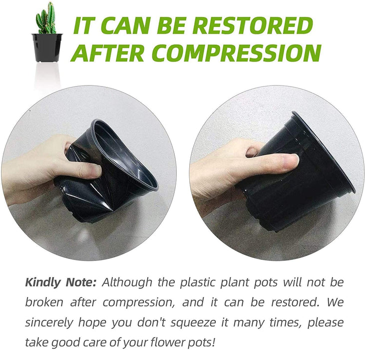 25 Packs 4 5 6 Inch Nursery Pots round Flower Pots Decorative Plastic Pots for Plants with Drainage Hole Seed Starting Pots for Seeding, Succulent(5 Inch, Black)