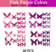 Butterfly Wall Decals 48PCS 3D Butterflies Decor Removable Mural Sticker Wall Art Home Decoration Kid Girl Bedroom Bathroom Baby Room Nursery Classroom Office Party (Pink Purple)