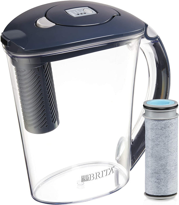 Large Water Filter Pitcher for Tap and Drinking Water with 1 Stream Filter, Lasts 2 Months, 10-Cup Capacity, BPA Free, Lake Blue