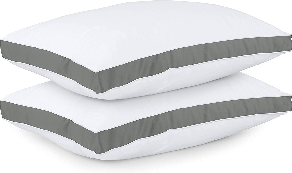 Bed Pillows for Sleeping Queen Size (Grey), Set of 2, Cooling Hotel Quality, Gusseted Pillow for Back, Stomach or Side Sleepers