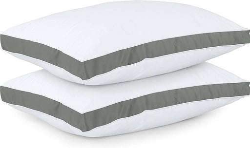 Bed Pillows for Sleeping Queen Size (Grey), Set of 2, Cooling Hotel Quality, Gusseted Pillow for Back, Stomach or Side Sleepers