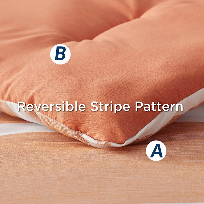Bedsure Bed in a Bag Full Size 7-Piece Burnt Orange White Striped Bedding Comforter Sets All Season Bed Set, 2 Pillow Shams, Flat Sheet, Fitted Sheet and 2 Pillowcases
