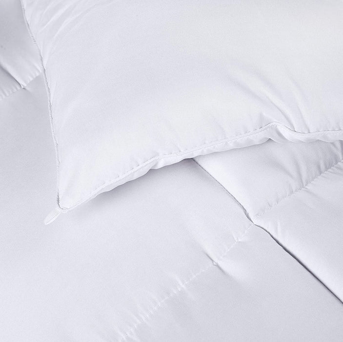 Comforter Duvet Insert - Quilted Comforter with Corner Tabs - Box Stitched down Alternative Comforter (Queen, White)