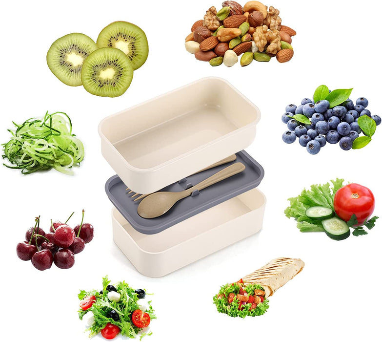 Bento Lunch Box for Adults & Kids,Leakproof Bento Box Containers,2-In-1Compartment with Spoon and Fork,Bpa-Free,40 OZ Capacity