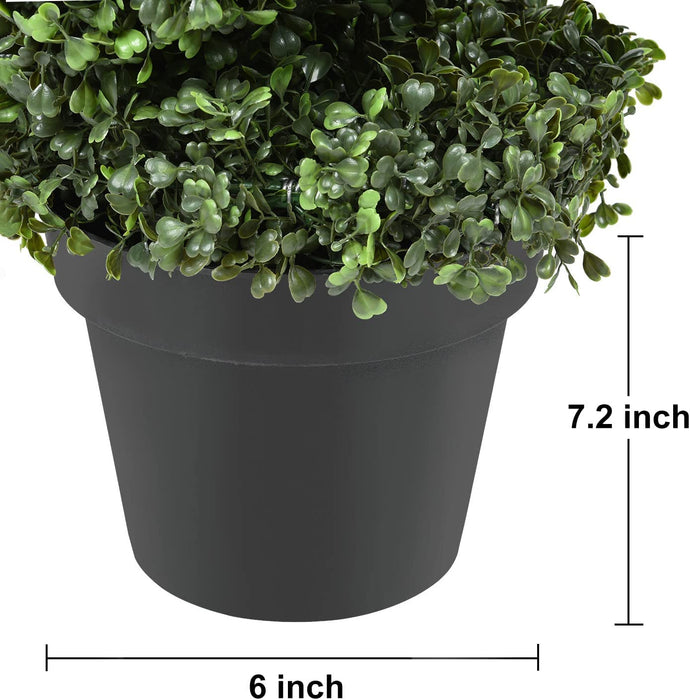 2 Pack Artificial Boxwood Topiary Tree, 4Ft Topiary Plants Potted Trees Decoration for Front Porch Home Living Room, Indoor/Outdoor Use