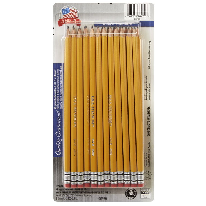 USA Titanium Premium Yellow No.2 Pencils 24 Count Sharpened Woodcase Pencils