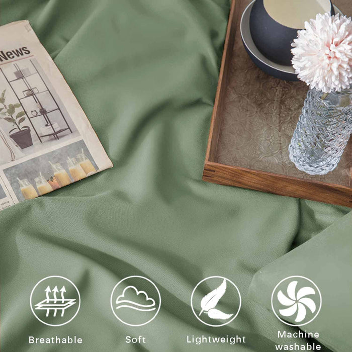 Bedding Comforter Set Queen Size, 7 Piece Boho Microfiber Bed in a Bag - Soft & Lightweight Farmhouse All Season down Alternative Comforter with Sheets for Women Men, Solid Sage Green