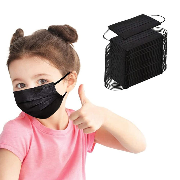 100PCS 3 Ply Black Disposable Face Mask Filter Protection Face Masks