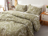 Queen Comforter Sets Olive Green Comforter,3 PCS Bedding Sets Floral Comforter Set Plant Flowers Printed on Green Comforter Set