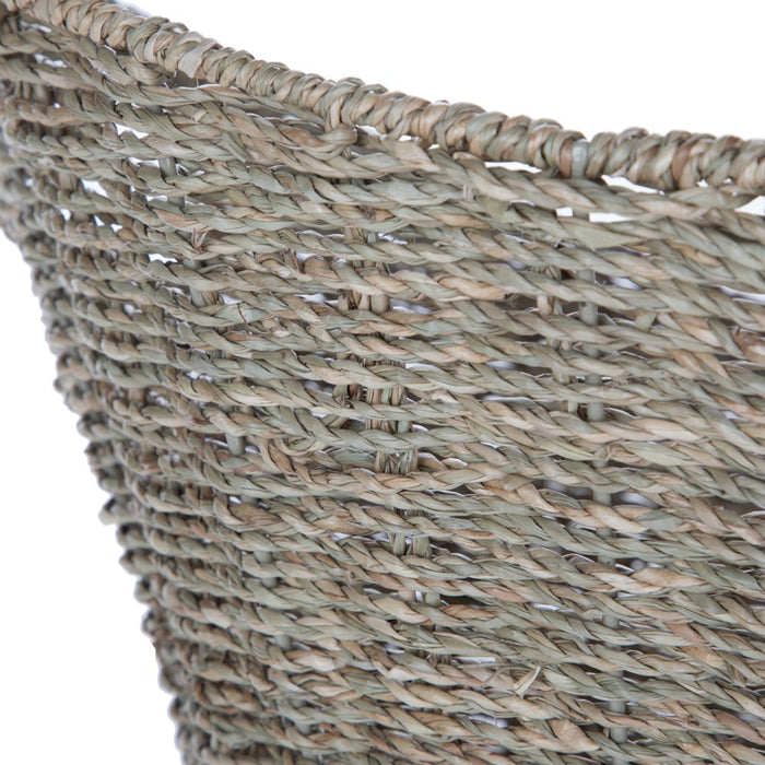 Mainstays Oval Natural Seagrass Storage Basket with Cut-Out Handles