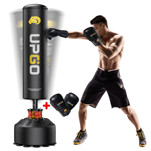 Freestanding Punching Bag 70''-205Lbs with Boxing Gloves 66 Lb, Black